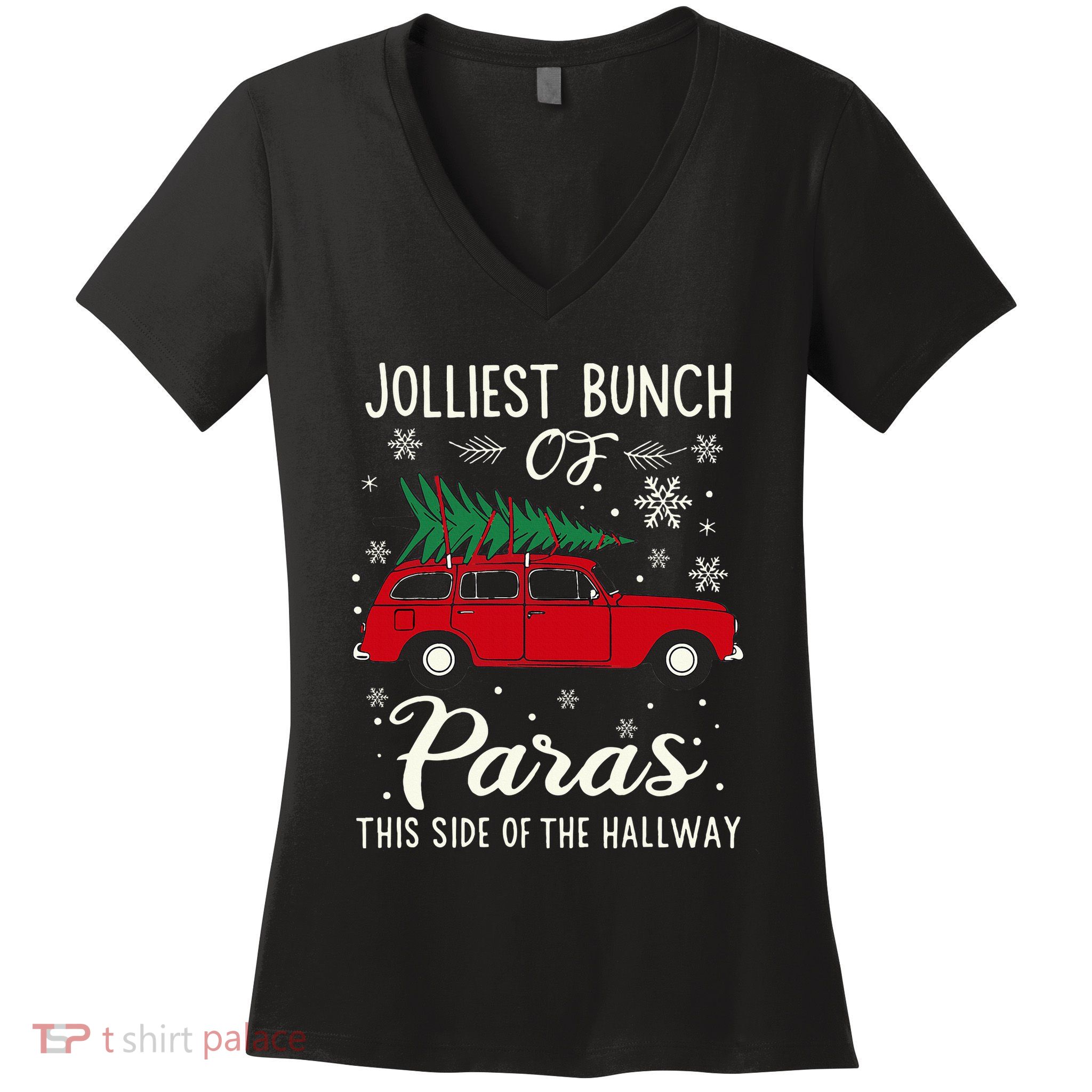 Jolliest Bunch Of Paras This Side Of The Hallway Xmas Women's V-Neck T-Shirt
