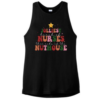 Jolliest Bunch Of Nurses Christmas Holiday Ladies PosiCharge Tri-Blend Wicking Tank