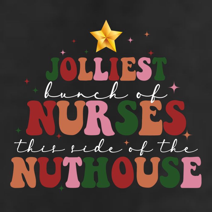 Jolliest Bunch Of Nurses Christmas Holiday 7 Panel Mesh Trucker Snapback Hat