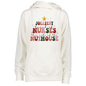 Jolliest Bunch Of Nurses Christmas Holiday Womens Funnel Neck Pullover Hood