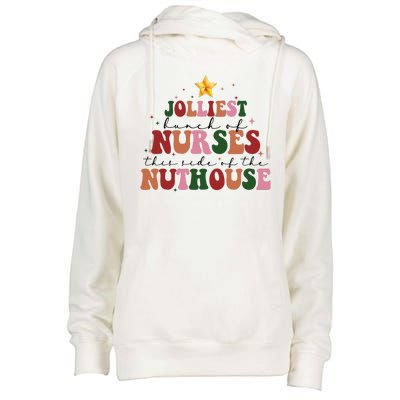 Jolliest Bunch Of Nurses Christmas Holiday Womens Funnel Neck Pullover Hood