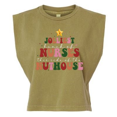 Jolliest Bunch Of Nurses Christmas Holiday Garment-Dyed Women's Muscle Tee