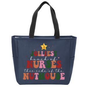 Jolliest Bunch Of Nurses Christmas Holiday Zip Tote Bag