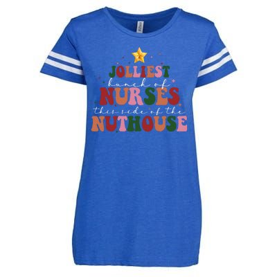 Jolliest Bunch Of Nurses Christmas Holiday Enza Ladies Jersey Football T-Shirt