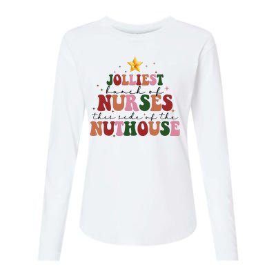 Jolliest Bunch Of Nurses Christmas Holiday Womens Cotton Relaxed Long Sleeve T-Shirt