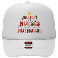 Jolliest Bunch Of Nurses Christmas Holiday High Crown Mesh Back Trucker Hat