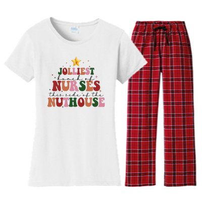 Jolliest Bunch Of Nurses Christmas Holiday Women's Flannel Pajama Set