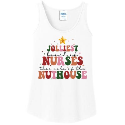 Jolliest Bunch Of Nurses Christmas Holiday Ladies Essential Tank