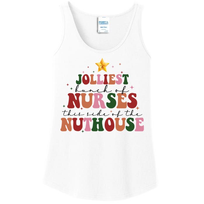 Jolliest Bunch Of Nurses Christmas Holiday Ladies Essential Tank