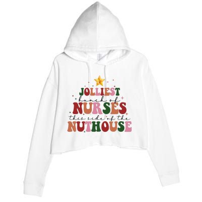 Jolliest Bunch Of Nurses Christmas Holiday Crop Fleece Hoodie