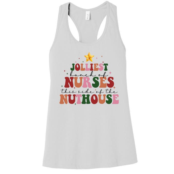 Jolliest Bunch Of Nurses Christmas Holiday Women's Racerback Tank