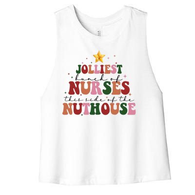 Jolliest Bunch Of Nurses Christmas Holiday Women's Racerback Cropped Tank