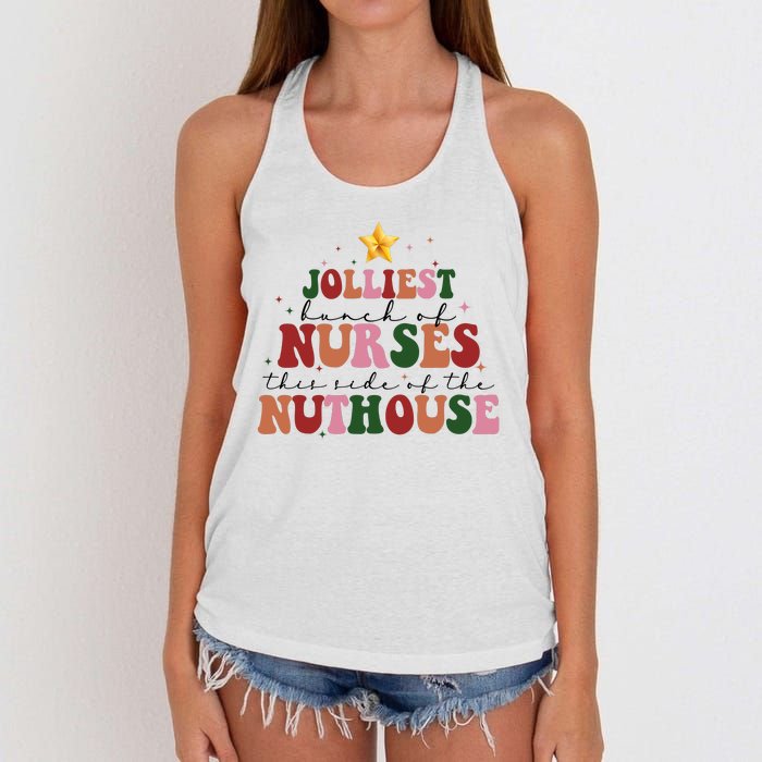 Jolliest Bunch Of Nurses Christmas Holiday Women's Knotted Racerback Tank