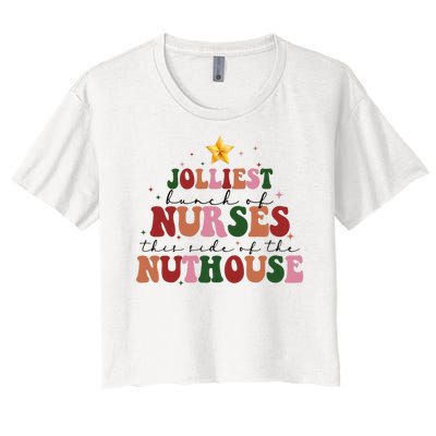 Jolliest Bunch Of Nurses Christmas Holiday Women's Crop Top Tee