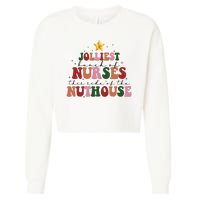 Jolliest Bunch Of Nurses Christmas Holiday Cropped Pullover Crew