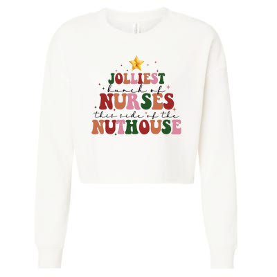 Jolliest Bunch Of Nurses Christmas Holiday Cropped Pullover Crew