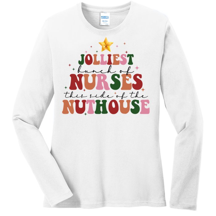 Jolliest Bunch Of Nurses Christmas Holiday Ladies Long Sleeve Shirt