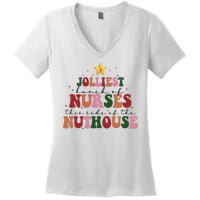 Jolliest Bunch Of Nurses Christmas Holiday Women's V-Neck T-Shirt