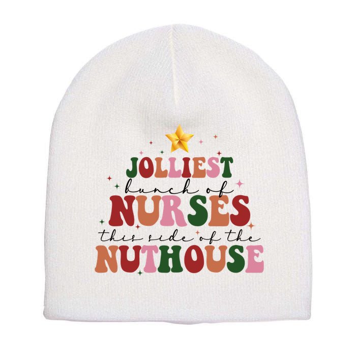 Jolliest Bunch Of Nurses Christmas Holiday Short Acrylic Beanie