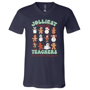 Jolliest Bunch Of Teachers This Side Of The Playground Xmas V-Neck T-Shirt