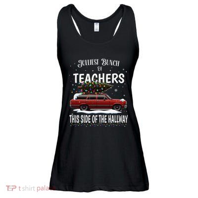 Jolliest Bunch Of Teachers This Side Of The Hallway Xmas Ladies Essential Flowy Tank