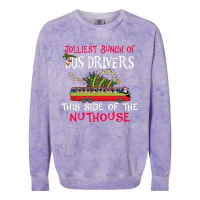 Jolliest Bunch Of Bus Drivers This Side Of The Nuthouse Merry Christmas Colorblast Crewneck Sweatshirt