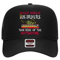 Jolliest Bunch Of Bus Drivers This Side Of The Nuthouse Merry Christmas High Crown Mesh Back Trucker Hat