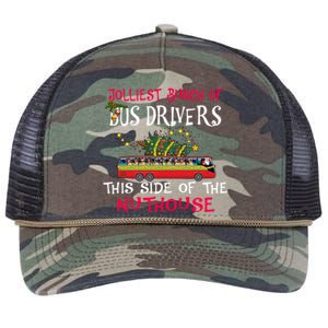 Jolliest Bunch Of Bus Drivers This Side Of The Nuthouse Merry Christmas Retro Rope Trucker Hat Cap