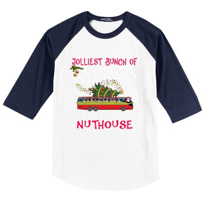 Jolliest Bunch Of Bus Drivers This Side Of The Nuthouse Merry Christmas Baseball Sleeve Shirt