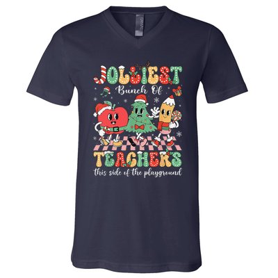 Jolliest Bunch Of Teachers This Side Of The Playground Xmas V-Neck T-Shirt