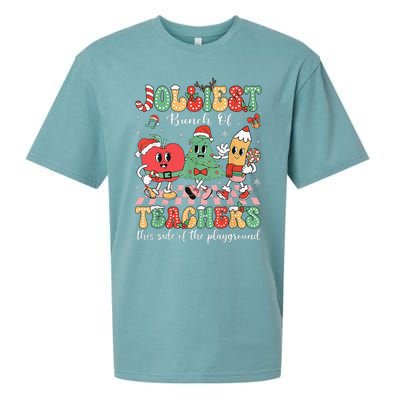 Jolliest Bunch Of Teachers This Side Of The Playground Xmas Sueded Cloud Jersey T-Shirt