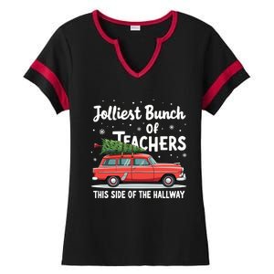 Jolliest Bunch Of Teachers This Side Of The Hallway Xmas Pj Ladies Halftime Notch Neck Tee