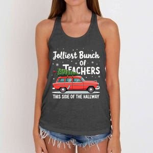 Jolliest Bunch Of Teachers This Side Of The Hallway Xmas Pj Women's Knotted Racerback Tank