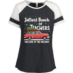 Jolliest Bunch Of Teachers This Side Of The Hallway Xmas Pj Enza Ladies Jersey Colorblock Tee