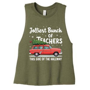 Jolliest Bunch Of Teachers This Side Of The Hallway Xmas Pj Women's Racerback Cropped Tank