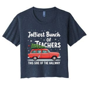 Jolliest Bunch Of Teachers This Side Of The Hallway Xmas Pj Women's Crop Top Tee