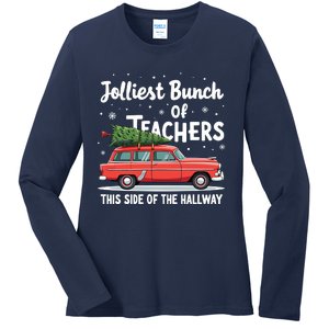 Jolliest Bunch Of Teachers This Side Of The Hallway Xmas Pj Ladies Long Sleeve Shirt