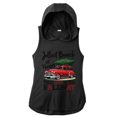 Jolliest Bunch Of Nurses This Side Of The Hallway Funny Xmas Ladies PosiCharge Tri-Blend Wicking Draft Hoodie Tank