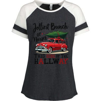 Jolliest Bunch Of Nurses This Side Of The Hallway Funny Xmas Enza Ladies Jersey Colorblock Tee