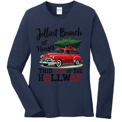 Jolliest Bunch Of Nurses This Side Of The Hallway Funny Xmas Ladies Long Sleeve Shirt