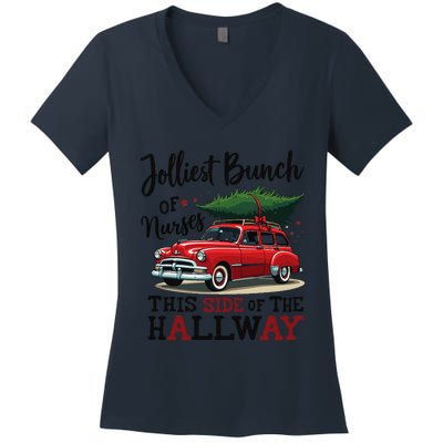 Jolliest Bunch Of Nurses This Side Of The Hallway Funny Xmas Women's V-Neck T-Shirt