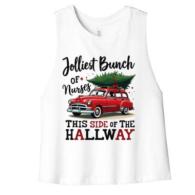 Jolliest Bunch Of Nurses This Side Of The Hallway Funny Xmas Women's Racerback Cropped Tank