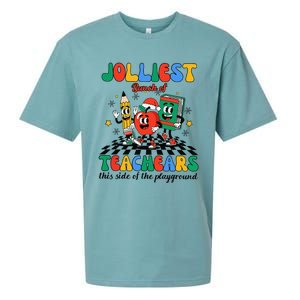 Jolliest Bunch Of Teachers This Side Of The Playground Xmas Sueded Cloud Jersey T-Shirt