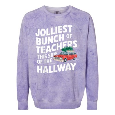 Jolliest Bunch Of Teachers This Side Of The Hallway Xmas Colorblast Crewneck Sweatshirt