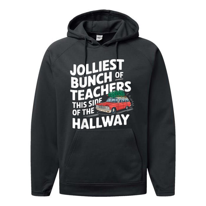 Jolliest Bunch Of Teachers This Side Of The Hallway Xmas Performance Fleece Hoodie