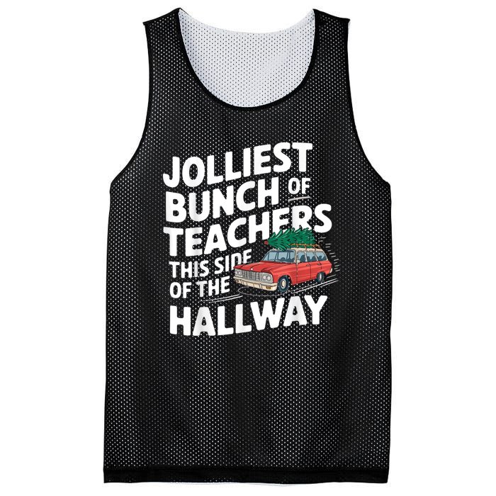 Jolliest Bunch Of Teachers This Side Of The Hallway Xmas Mesh Reversible Basketball Jersey Tank