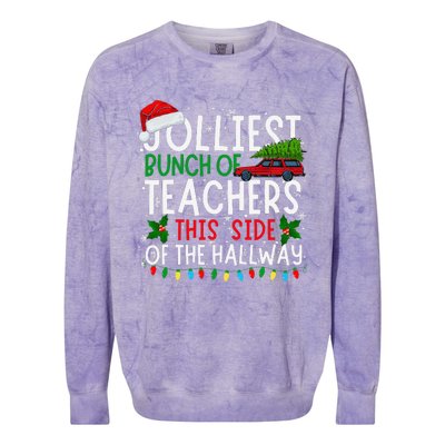 Jolliest Bunch Of Teachers This Side Of The Hallway Xmas Colorblast Crewneck Sweatshirt