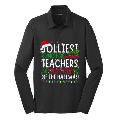 Jolliest Bunch Of Teachers This Side Of The Hallway Xmas Silk Touch Performance Long Sleeve Polo