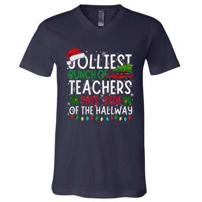 Jolliest Bunch Of Teachers This Side Of The Hallway Xmas V-Neck T-Shirt