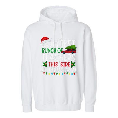 Jolliest Bunch Of Teachers This Side Of The Hallway Xmas Garment-Dyed Fleece Hoodie